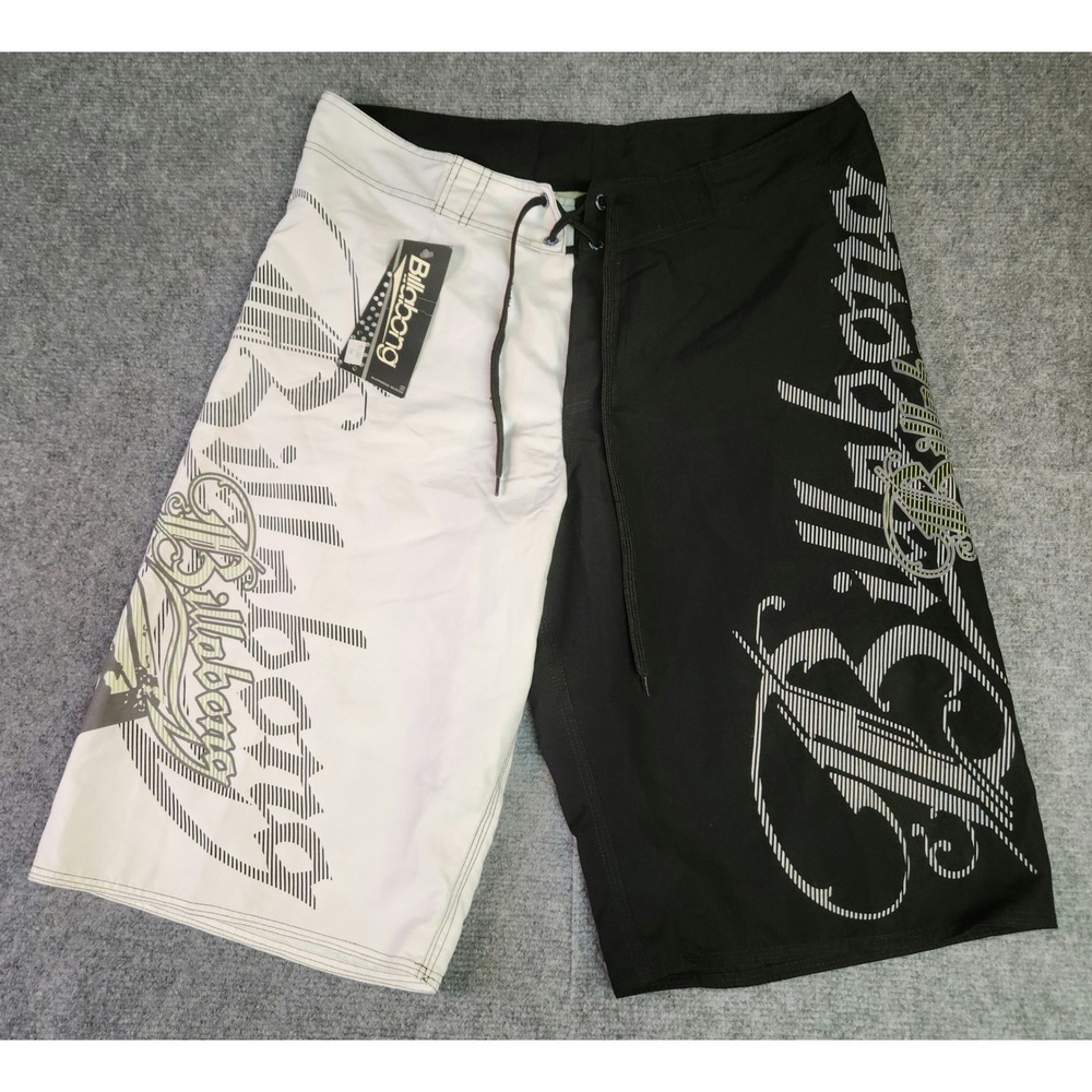 Billabong Board Shorts Mens 34 Factory Stretch Black White Graphic NEW